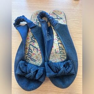 American Eagle Denim Blue Slingbacks with Bow